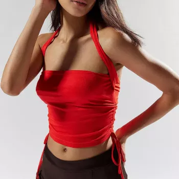 Sleeveless Red Halter Crop Top: Fit & Outfit Ideas